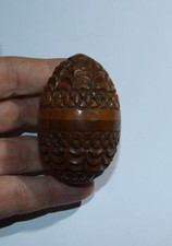 Etui à chapelet boite noix de corozo à décor géométrique bel état XIX/XXè - B2