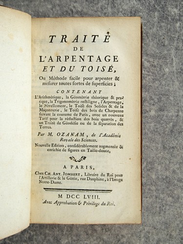 Ozanam traite l arpentage - ozanam.,
