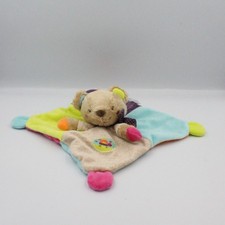 Doudou plat ours beige vert