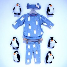 C&A - NEW - ENSEMBLE 3P BÉBÉ FILLE INTÉRIEUR POLAIRE MOTIF PETITS OURS BLANCS 3M