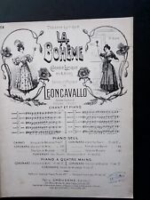 PARTITION ANCIENNE PIANO & CHANT - LEONCAVALLO - Chanson de musette Mimi Pinson