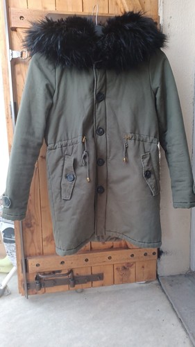Manteau kaki capuche en - manteau, à