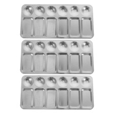  Lot de 3 plateaux de palette de couleurs rectangulaires en métal pour artiste,