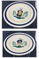 Paire de plats à tarte pied douche, Faïence Breton QUIMPER/ PORNIC atelier MBFA 