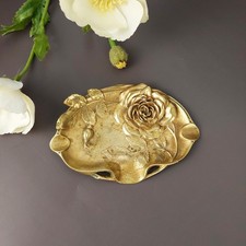 Cendrier & vide-poche vintage en bronze massif avec décor des roses Art Déco