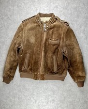 Blouson Schott en cuir daim nubuck doublure sherpa mouton vintage