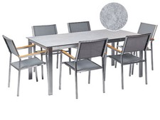 Ensemble de Repas de Jardin Gris 6 Chaises avec Plateau de Verre Cosoleto/Grosse