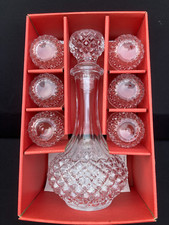 SERVICE À LIQUEUR EN CRISTAL D'ARQUES CORDIAL 6 VERRES ET CARAFE VINTAGE