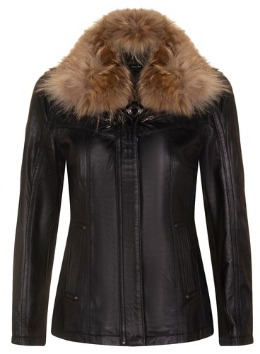 Veste femme noir cuir - cuir, parker