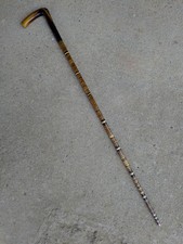 ANCIENNE CANNE A RONDELLES  88,5CM - OUTIL ART POPULAIRE -