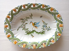 Plat Ovale en Faïence - Signé Lallier à Moustiers - 25 x 20 x 4,3 cm