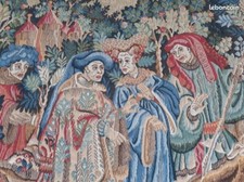 Lot de 3 tapisseries renaissance/médiévales/couleurs vives avec 1 coté boisé