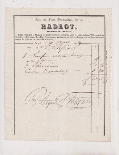 Mars 1829 facture - mars, paris