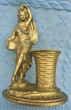  Pyrogène ancien, porte allumettes en régule doré femme à l'antique  DN2211