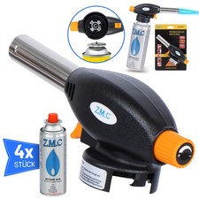 ZMC Brûleur à Gaz 1,3kW Chalumeau + 4x 227g Gaz Ensemble Avec Allumage Piézo