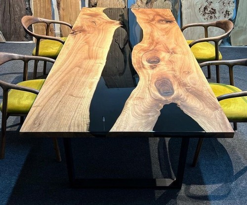 Table bois époxy - table, noir