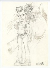 Fernando Ferdinando Caretta dessin original Little Angel Face Girl