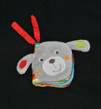 Peluche doudou livre d'éveil TIGEX chien gris voiture pouet miroir TTBE