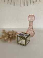 23⚜️Ancien Coffret Boite à Bijoux Coffret en Laiton et Verre Forme Carré Vintage