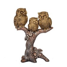 Statue Décorative De Famille De Hiboux Assise Sur Un Arbre Pour La Maison