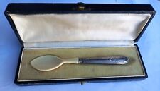 Cuillère ancienne à bouillie bébé métal argenté en coffret