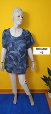 Toscane Taille 46 Superbe blouse manches courtes tunique bleue femme Lin