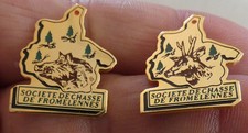 LOT 2 PIN'S CHASSE TETE SANGLIER CERF SOCIETE DE CHASSE DES FROMELENNES