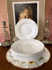 8 assiettes creuses blanches Faïence XIX ème Digoin Sarreguemines et Gien