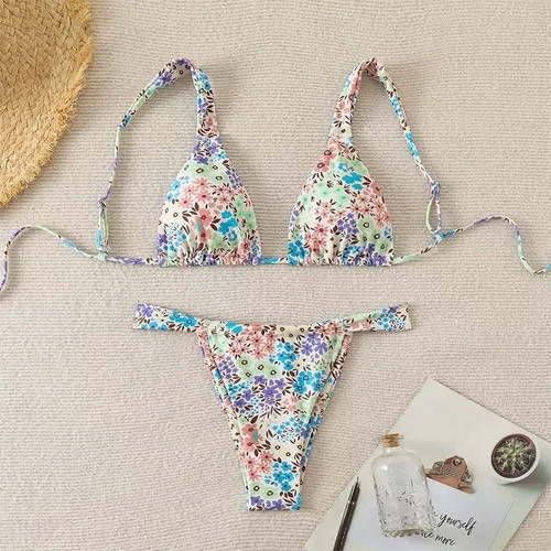 Mini bikini floral vert - mini,