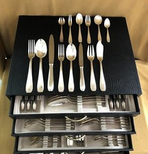 Noël COLLET ménagère ART DECO de 186 couverts métal argenté Argentier 4 tiroirs