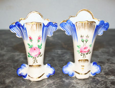 paire de petits vases de mariée, vases d'église porcelaine de Paris XIXe