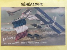 Carte Postale Ancienne ILLUSTRÉE Guerre Mondiale SOLDATS AÉROPLANE Avion plane