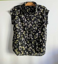 Blouse noire fleurs verte coton fin T40 Yessica by C&A (2508046)