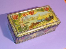 Boite tôle 1900 biscuit NO LU COSTE Marseille Vieux Port ART NOUVEAU Fleurs rare