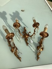 Lot Applique Double Et 2 Simples Bronze Pampilles Louis XV 