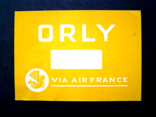 ETIQUETTE BAGAGE VALISE ancienne : COMPAGNIE AVIATION AIR FRANCE / ORLY