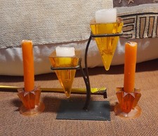 3 bougeoirs métal noir et