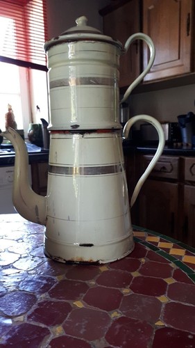 Cafetière émaillée ancienne - cafetière,