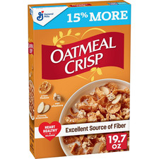 Oatmeal Crisp Heart Healthy Cereal, High Fiber Cereal Made Whole Grain, 19.7 Oz