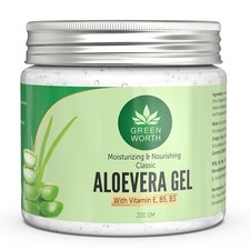 Gel d'aloe vera pur GREEN WORTH pour le visage, la peau et les cheveux |...