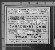 CANADIENNE EN CUIR PRODUCTION ARTISANALE FRANCAISE  publicité advert 1950