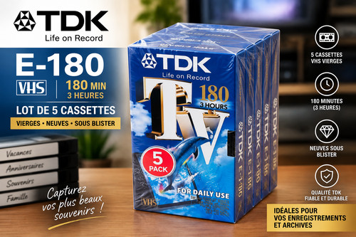 Lot cassettes vhs tdk 180 - lot, e-180