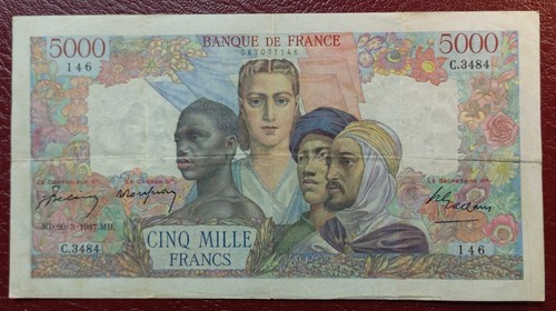 Billet 5000 francs - francs, empire