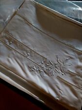 Linge Ancien Années 50 Parure de Lit en Lin Métis Blanc 240 Rose de Mai Vosges