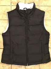 Athletic Work Full Zip Goose Down Puffer Vest, Womens Size Medium, Blue & Black