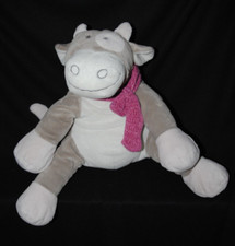 Peluche doudou vache gris rose