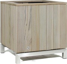 Bac en Teck massif Tecky Ext. Cube L 60x 60 x H 65 cm Blanchi - dimhaut: H 65 c