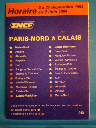 Horaires paris nord calais - ,