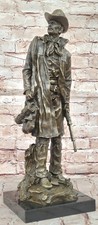 Original Western Art Cowboy 'Holding' Pistolet Bronze Sculpture Statue Déco Gift