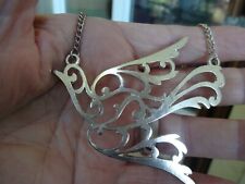 COLLIER SAUTOIR ROAM CHAÎNE+ PENDENTIF FORME GRAND OISEAU EN VOL METAL ARGENTé 